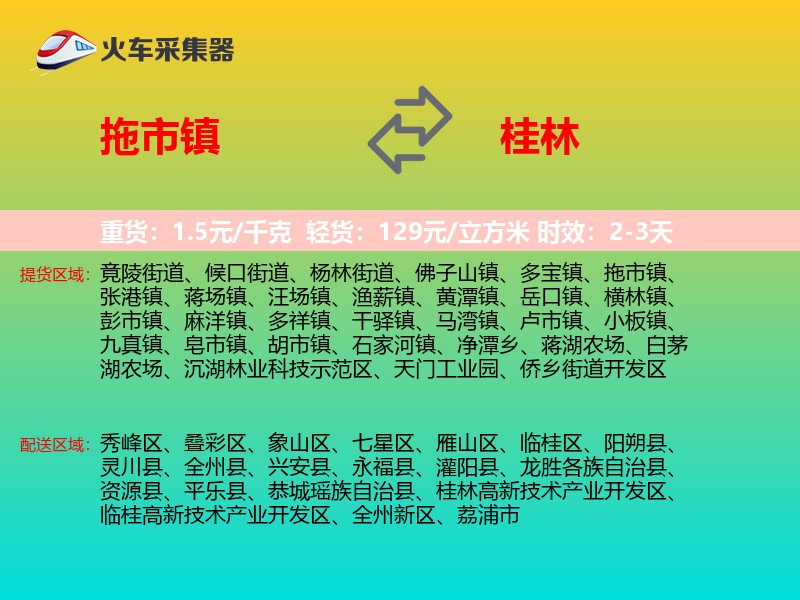 拖市镇到桂林物流专线