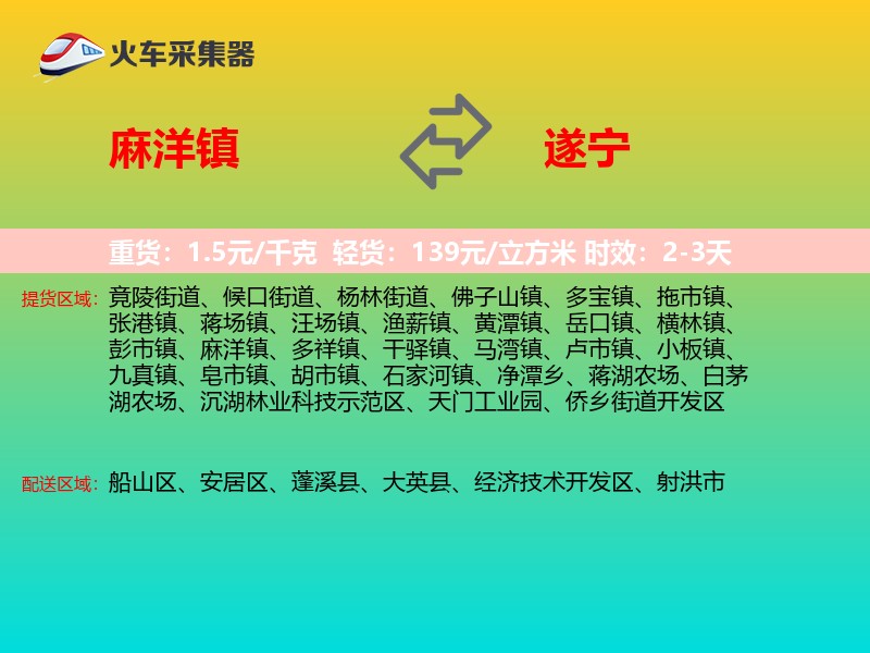 麻洋镇到遂宁物流专线