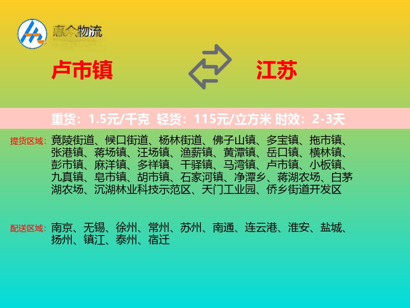 卢市镇到江苏长途搬家