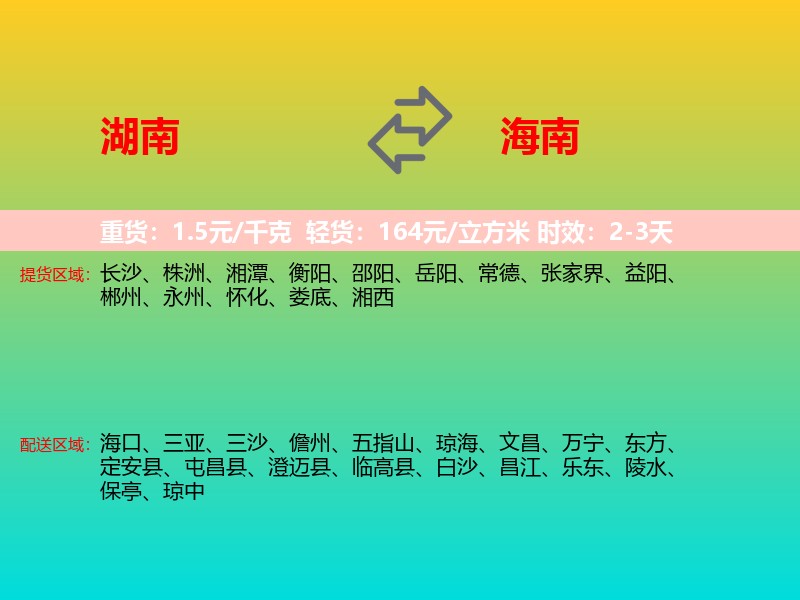 湖南到海南长途搬家