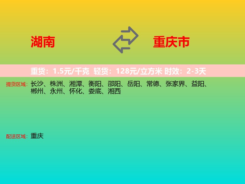 湖南到重庆市长途搬家