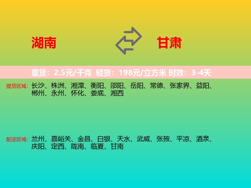 湖南到甘肃长途搬家
