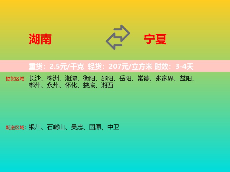 湖南到宁夏长途搬家