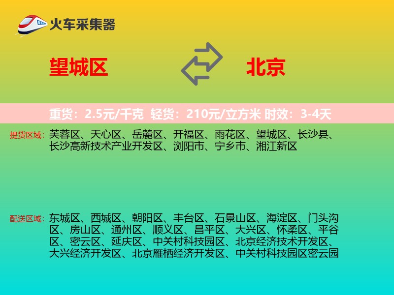 望城区到北京物流专线