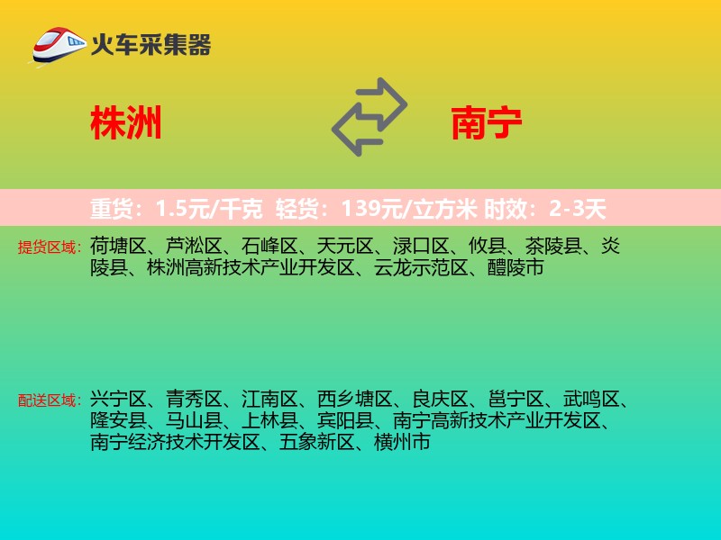 株洲到南宁物流专线