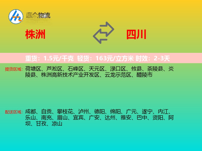 株洲到四川轿车托运