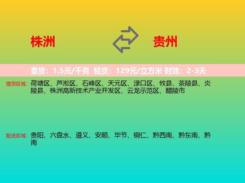 株洲到贵州长途搬家