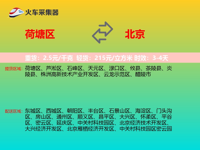 荷塘区到北京物流专线