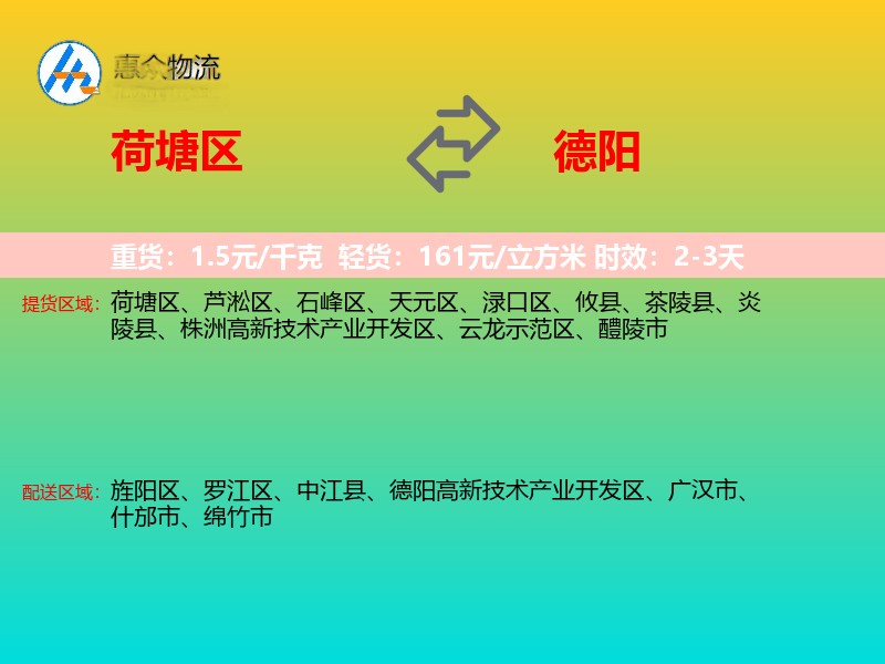 荷塘区到德阳物流专线