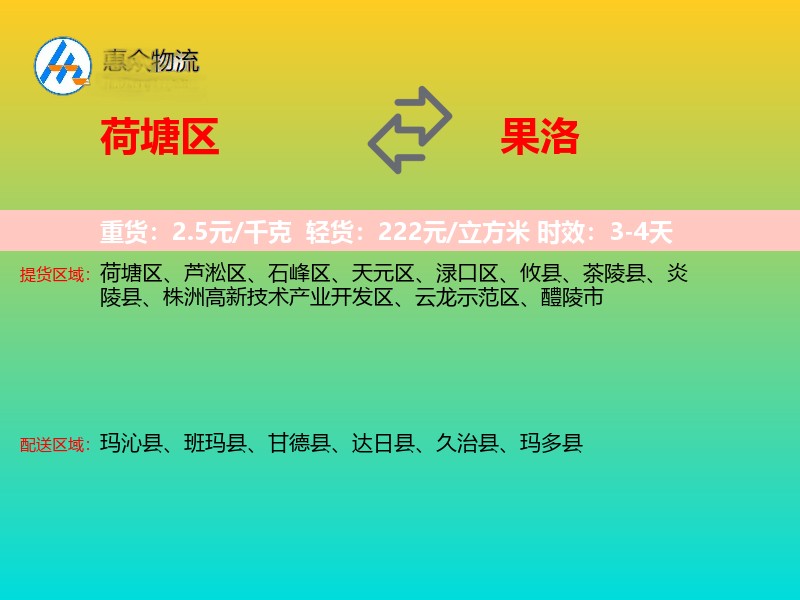 荷塘区到果洛物流专线