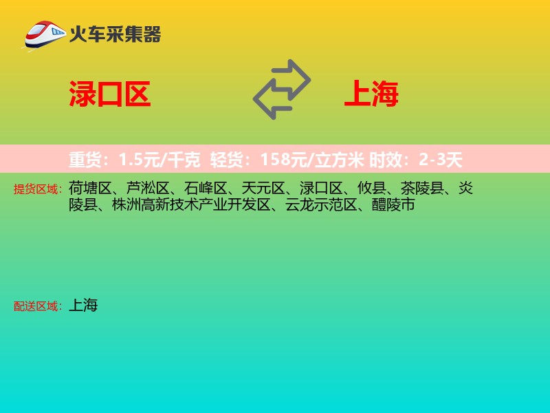 渌口区到上海物流专线