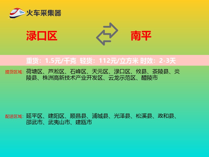 渌口区到南平物流专线