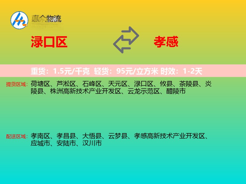 渌口区到孝感物流专线