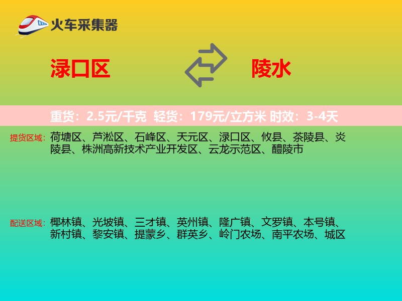 渌口区到陵水物流专线