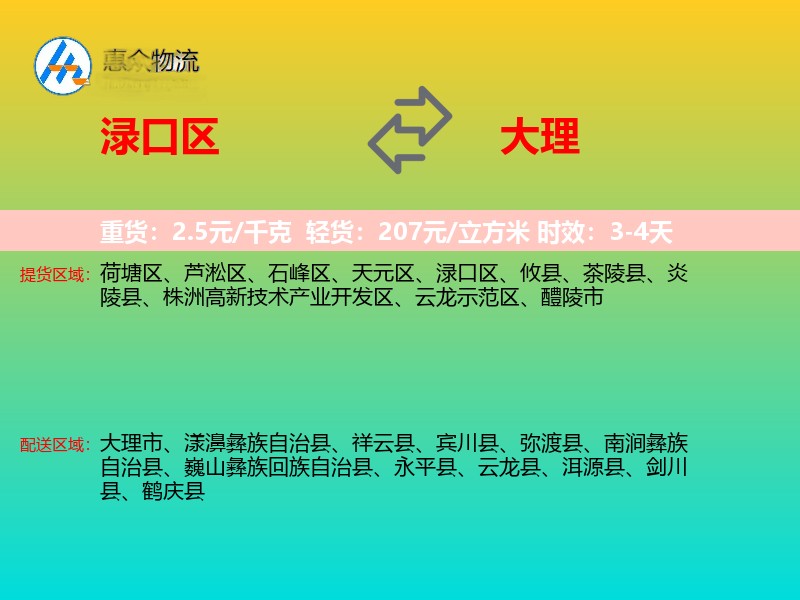 渌口区到大理物流专线