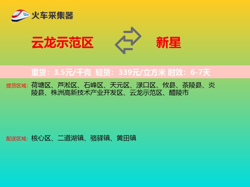 云龙示范区到新星物流专线