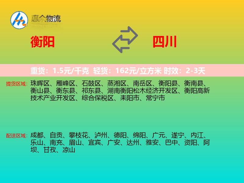 衡阳到四川轿车托运