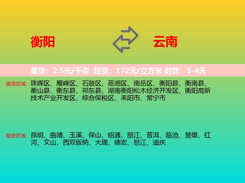 衡阳到云南长途搬家