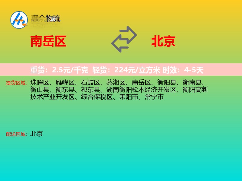 南岳区到北京轿车托运