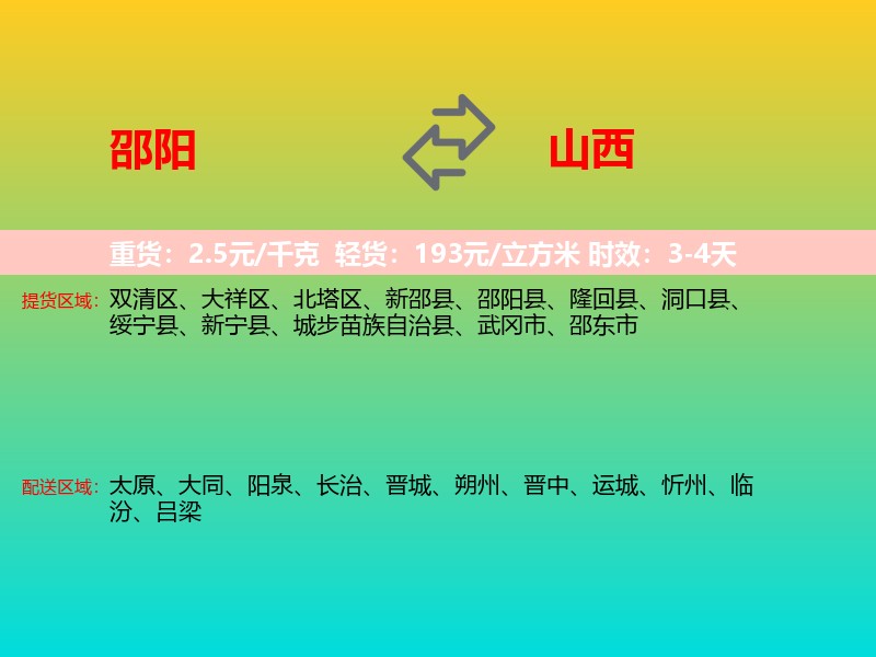 邵阳到山西长途搬家