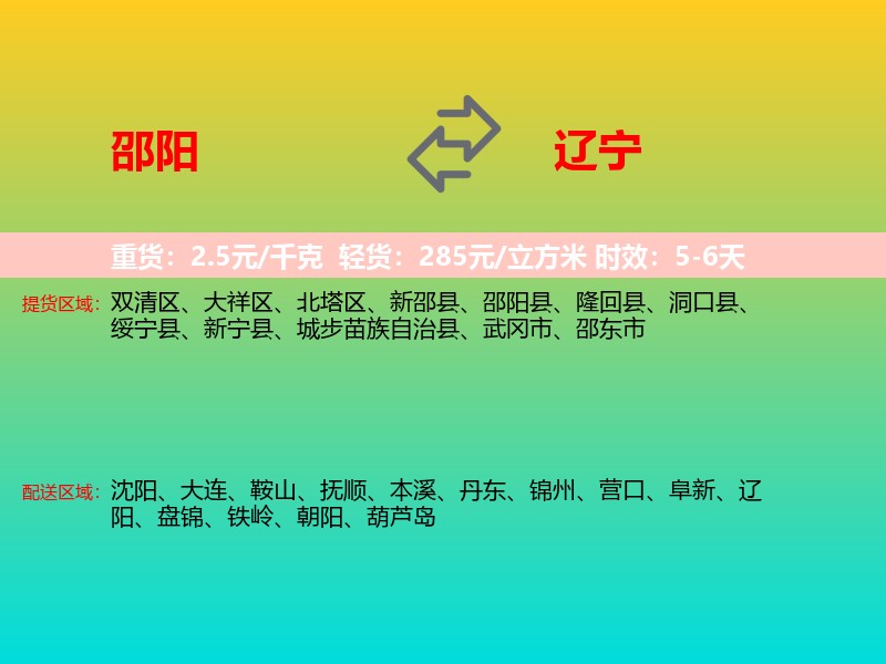 邵阳到辽宁长途搬家