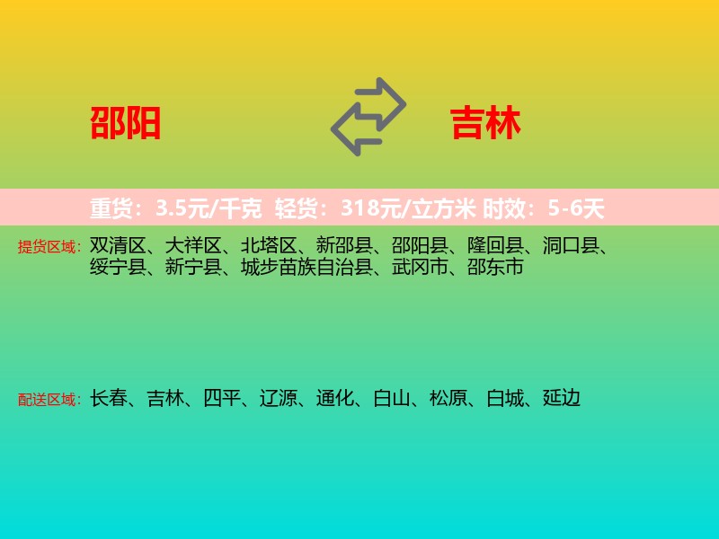 邵阳到吉林长途搬家