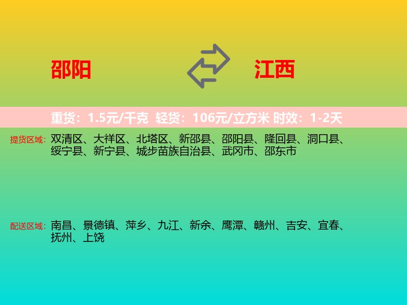 邵阳到江西长途搬家