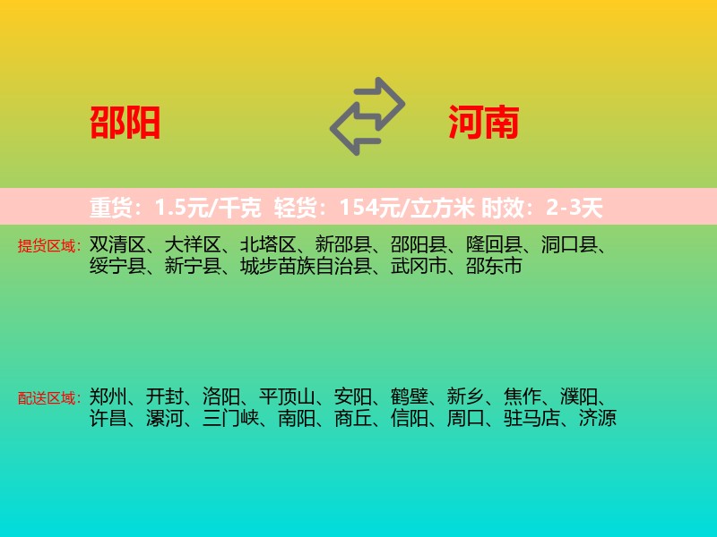 邵阳到河南长途搬家