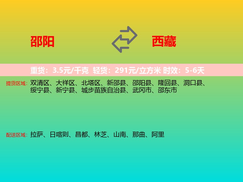 邵阳到西藏长途搬家