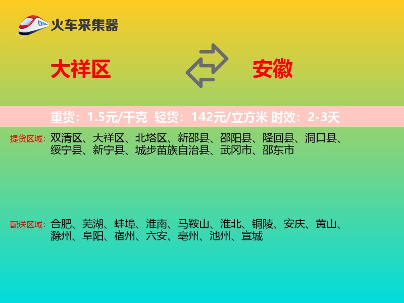 大祥区到安徽物流专线