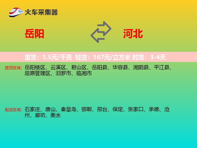 岳阳到河北物流专线