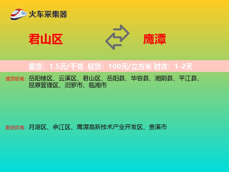 君山区到鹰潭物流专线