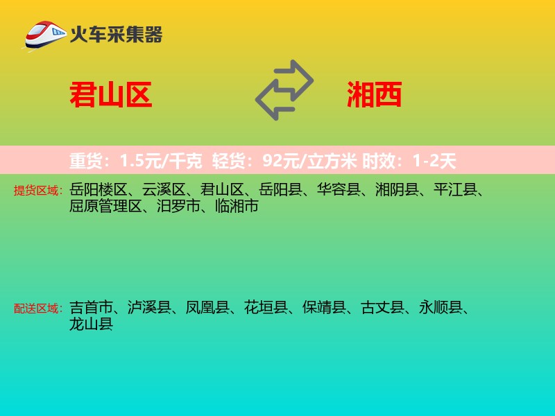 君山区到湘西物流专线