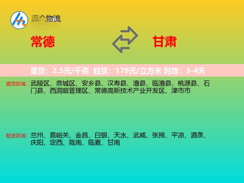 常德到甘肃轿车托运