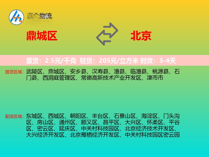 鼎城区到北京物流专线