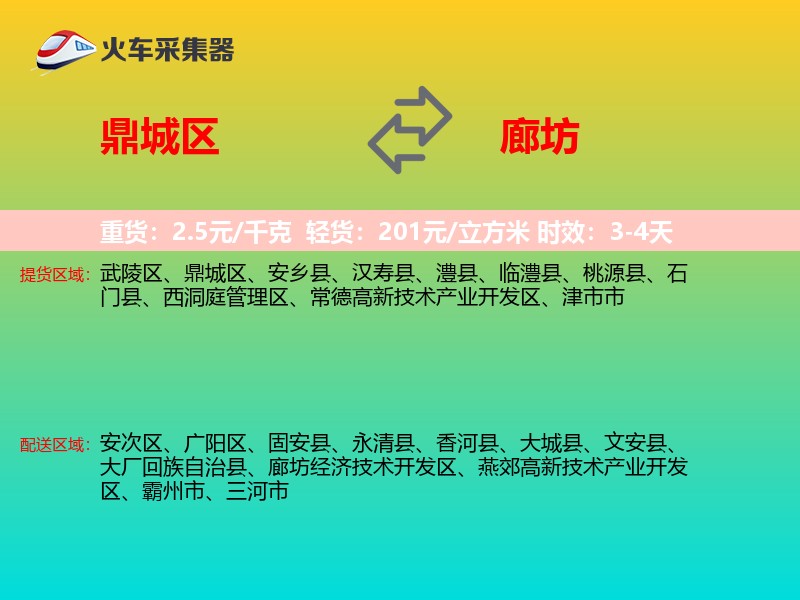 鼎城区到廊坊物流专线