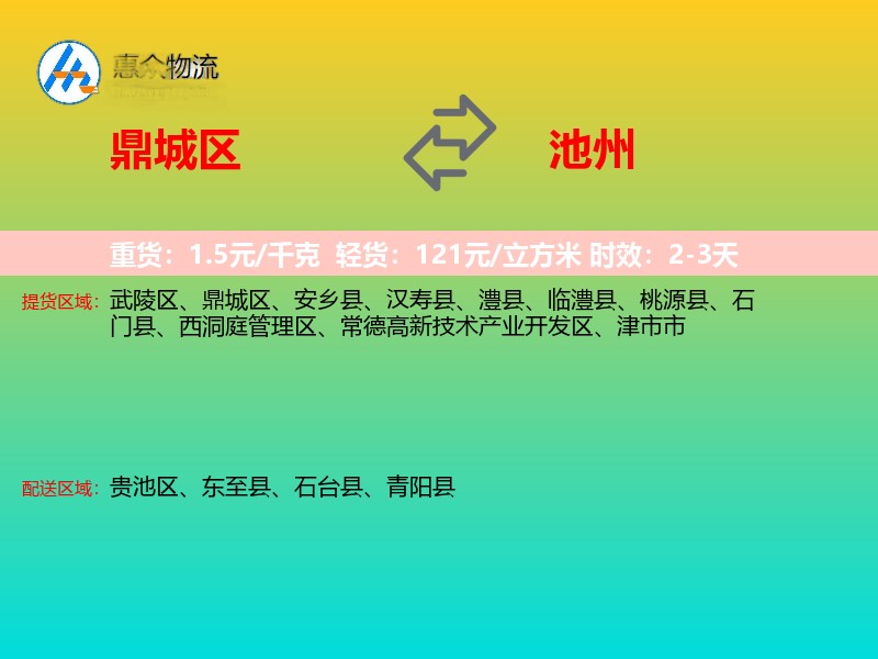 鼎城区到池州物流专线