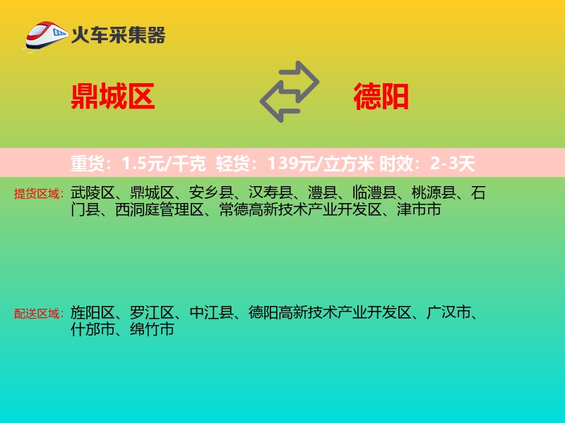 鼎城区到德阳物流专线
