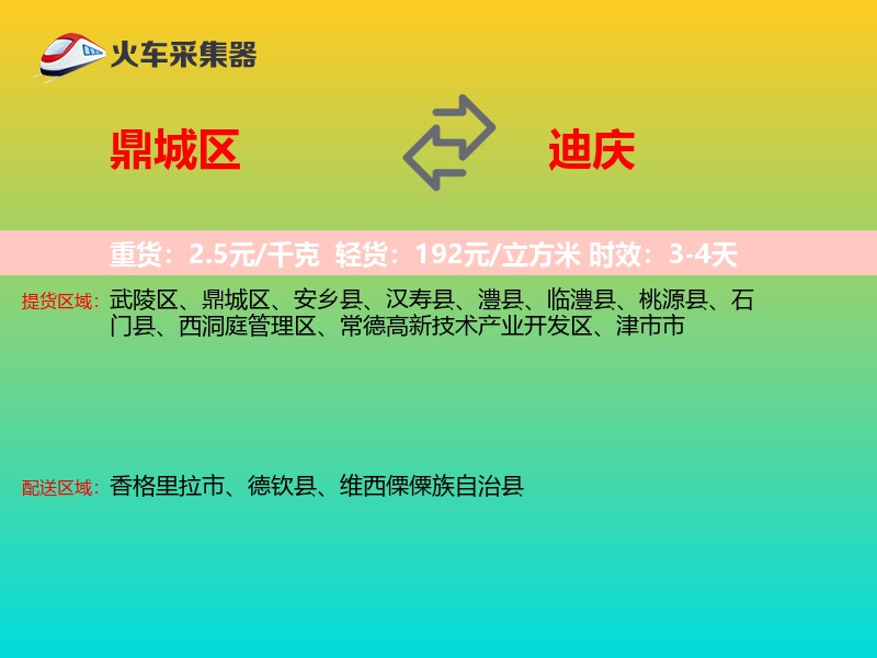鼎城区到迪庆物流专线