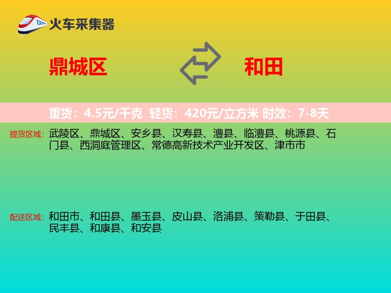 鼎城区到和田物流专线