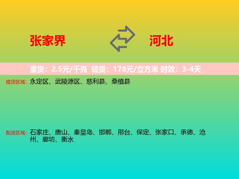 张家界到河北长途搬家