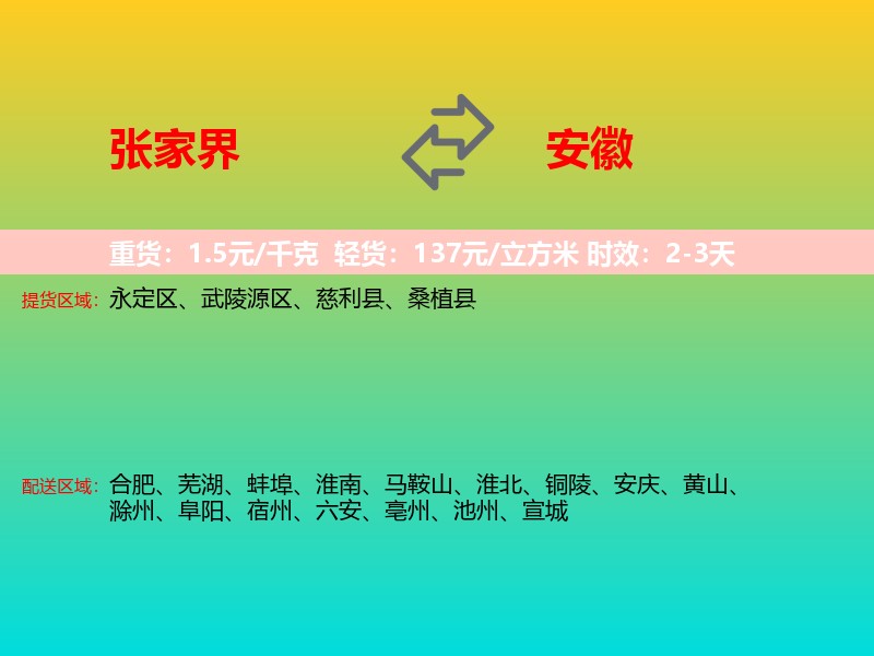 张家界到安徽长途搬家
