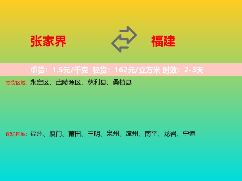 张家界到福建长途搬家
