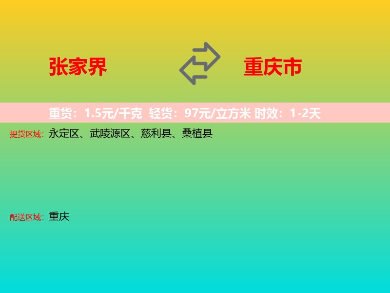张家界到重庆市长途搬家