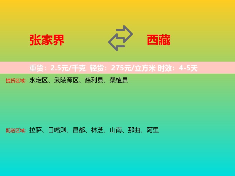 张家界到西藏长途搬家
