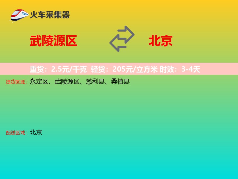 武陵源区到北京物流专线