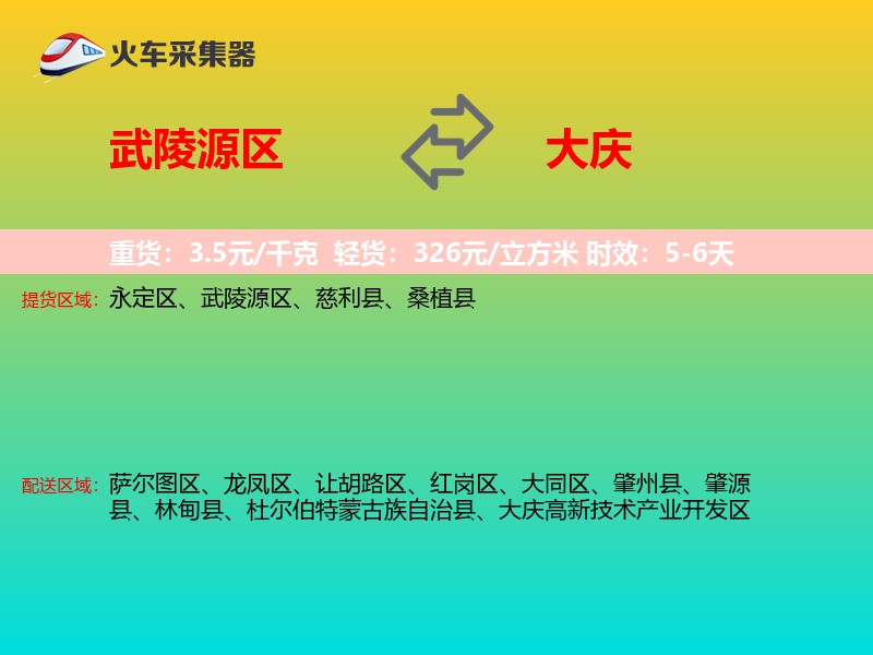 武陵源区到大庆物流专线