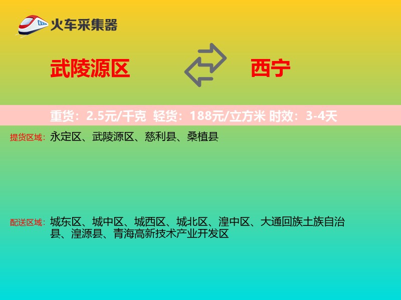 武陵源区到西宁物流专线