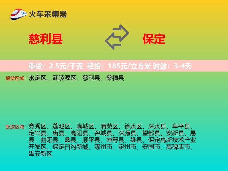 慈利县到保定物流专线