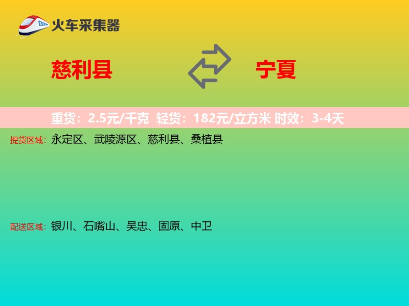 慈利县到宁夏物流专线